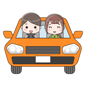 ドライブをする夫婦